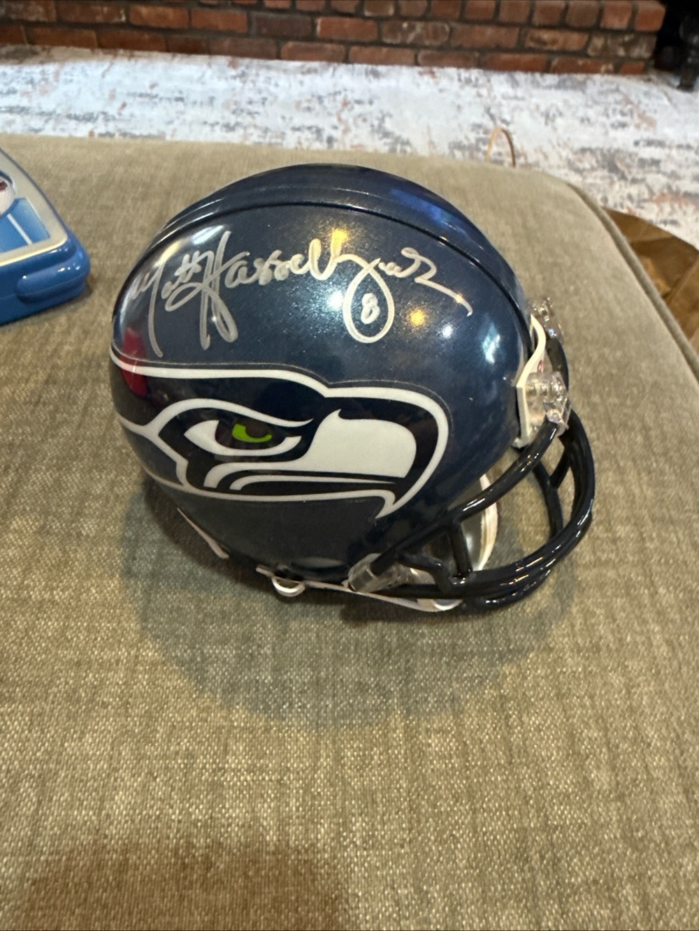 Seattle Seahawks Mini Helmet - Navy with White Logo - Picture 7 of 8